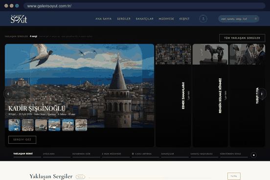 Yenilenen galerisoyut.com.tr — ana sayfa, sergi, sanatçı ve müzayede sayfaları