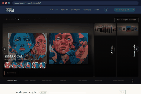 Yenilenen galerisoyut.com.tr — ana sayfa, sergi, sanatçı ve müzayede sayfaları