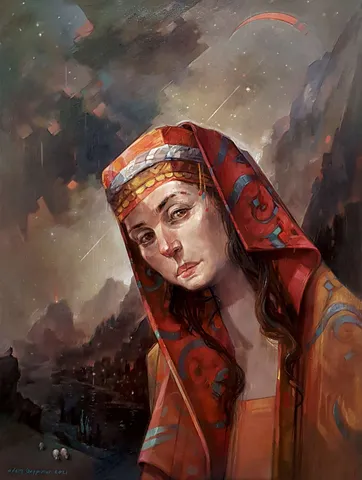 "Hatcem" eseri ADEM BAŞPINAR tarafından 2021 yılında 80x60 cm ölçülerinde Tuval üzeri akrilik boya tekniği ile yapılmıştır.