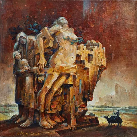 "Revan-II" eseri ADEM BAŞPINAR tarafından 2020 yılında 25x25 cm ölçülerinde Tuval üzeri yağlı boya tekniği ile yapılmıştır.