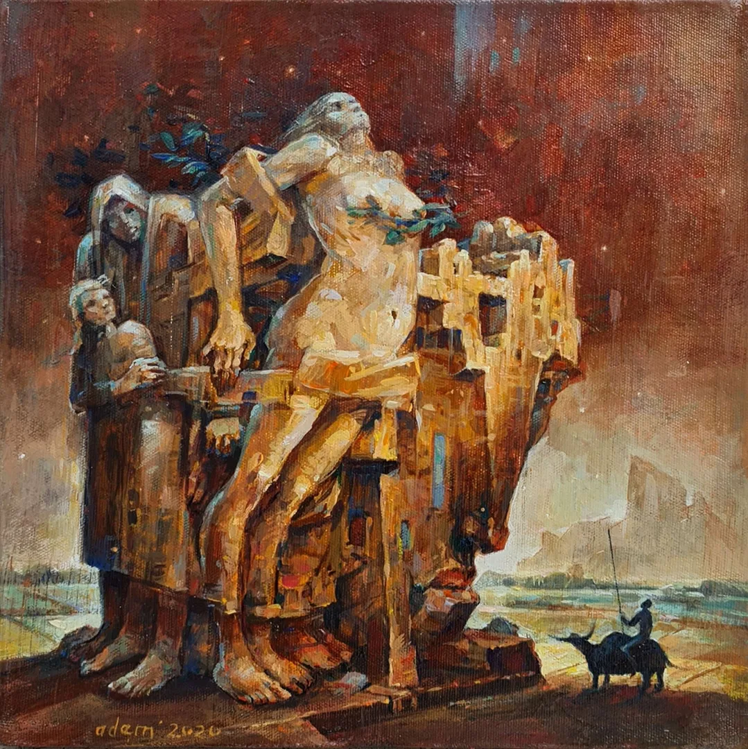 yakınlaştır "Revan-II" eseri ADEM BAŞPINAR tarafından 2020 yılında 25x25 cm ölçülerinde Tuval üzeri yağlı boya tekniği ile yapılmıştır.