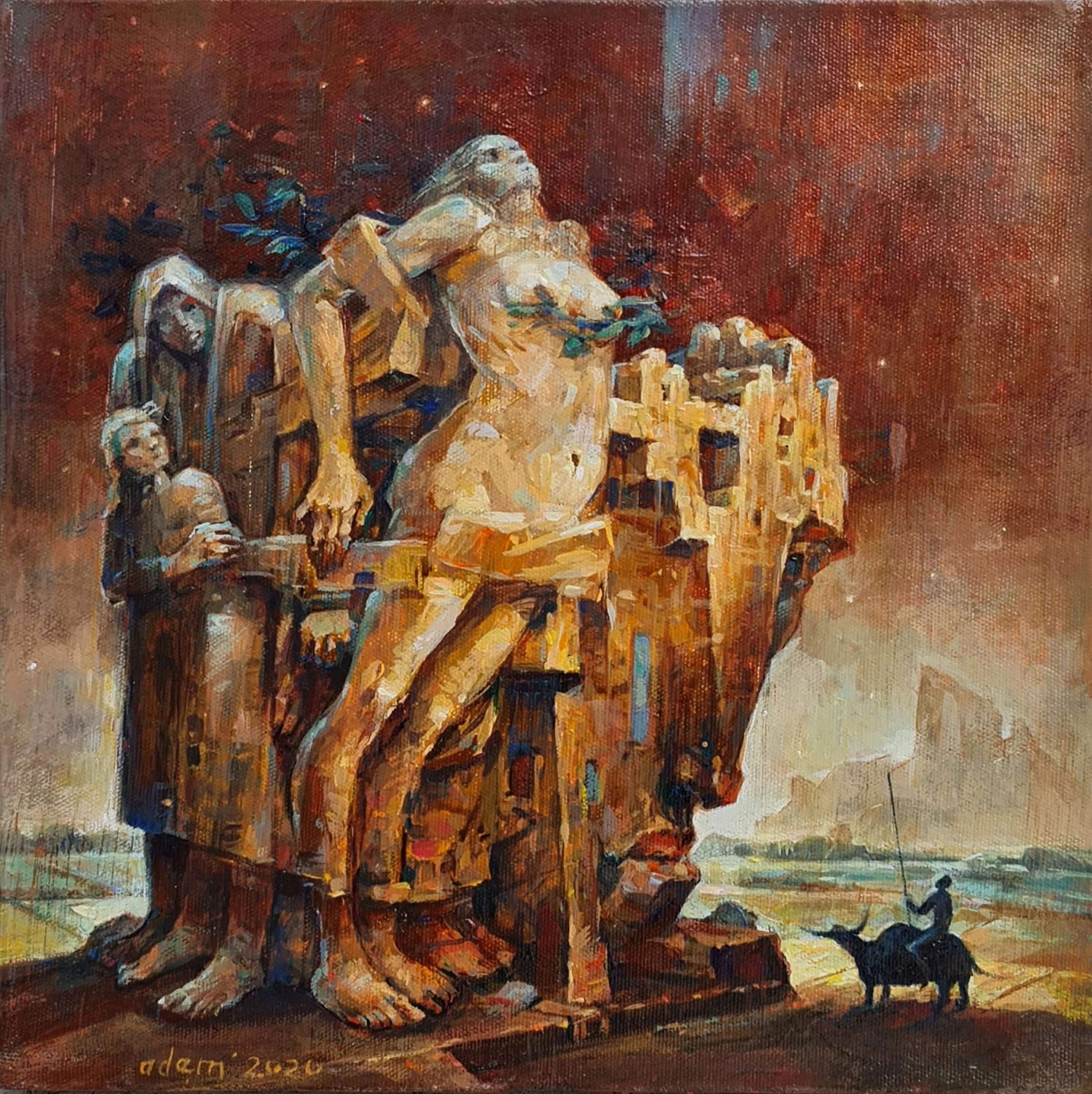 "Revan-II" eseri ADEM BAŞPINAR tarafından 2020 yılında 25x25 cm ölçülerinde Tuval üzeri yağlı boya tekniği ile yapılmıştır.