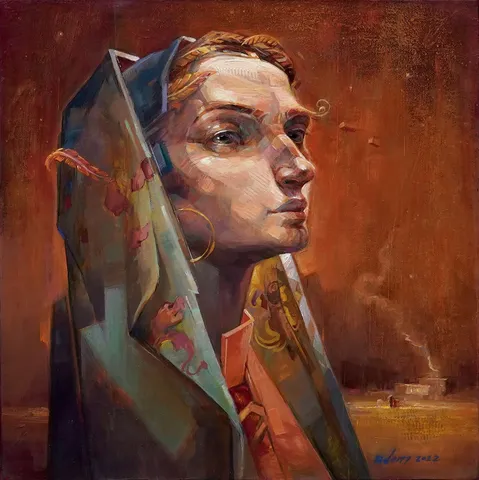 ADEM BAŞPINAR — “Hanım”, 2022 "Hanım" eseri ADEM BAŞPINAR tarafından 2022 yılında 40x40 cm ölçülerinde Tuval üzeri akrilik boya tekniği ile yapılmıştır.
