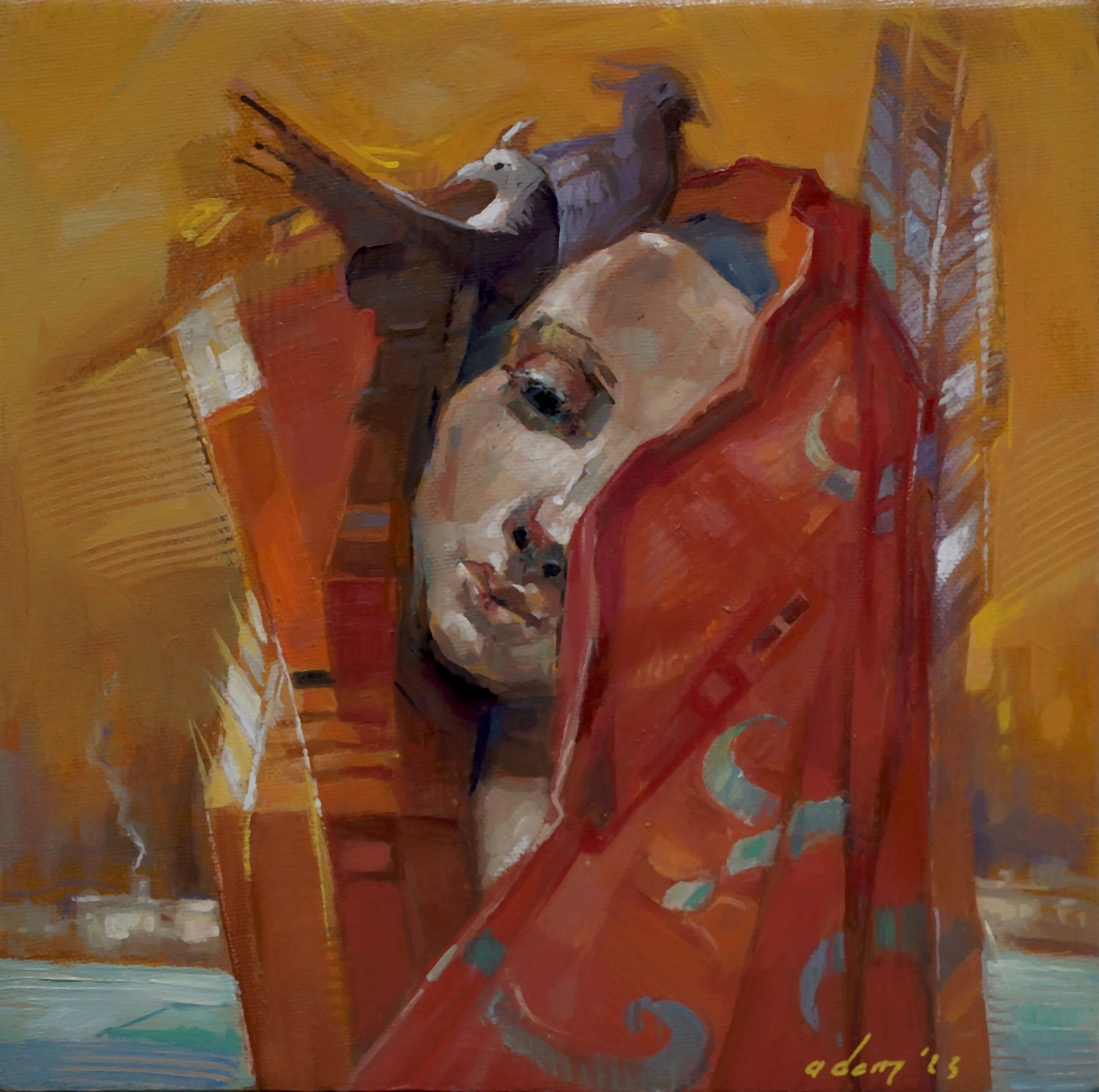 "HÂL" eseri ADEM BAŞPINAR tarafından 2023 yılında 25x25 cm ölçülerinde Tuval üzeri akrilik boya tekniği ile yapılmıştır.