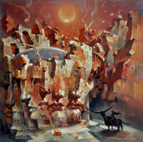 ADEM BAŞPINAR — “Çağ-II”, 2023 "Çağ-II" eseri ADEM BAŞPINAR tarafından 2023 yılında 60x60 cm ölçülerinde Tuval üzeri akrilik boya tekniği ile yapılmıştır.