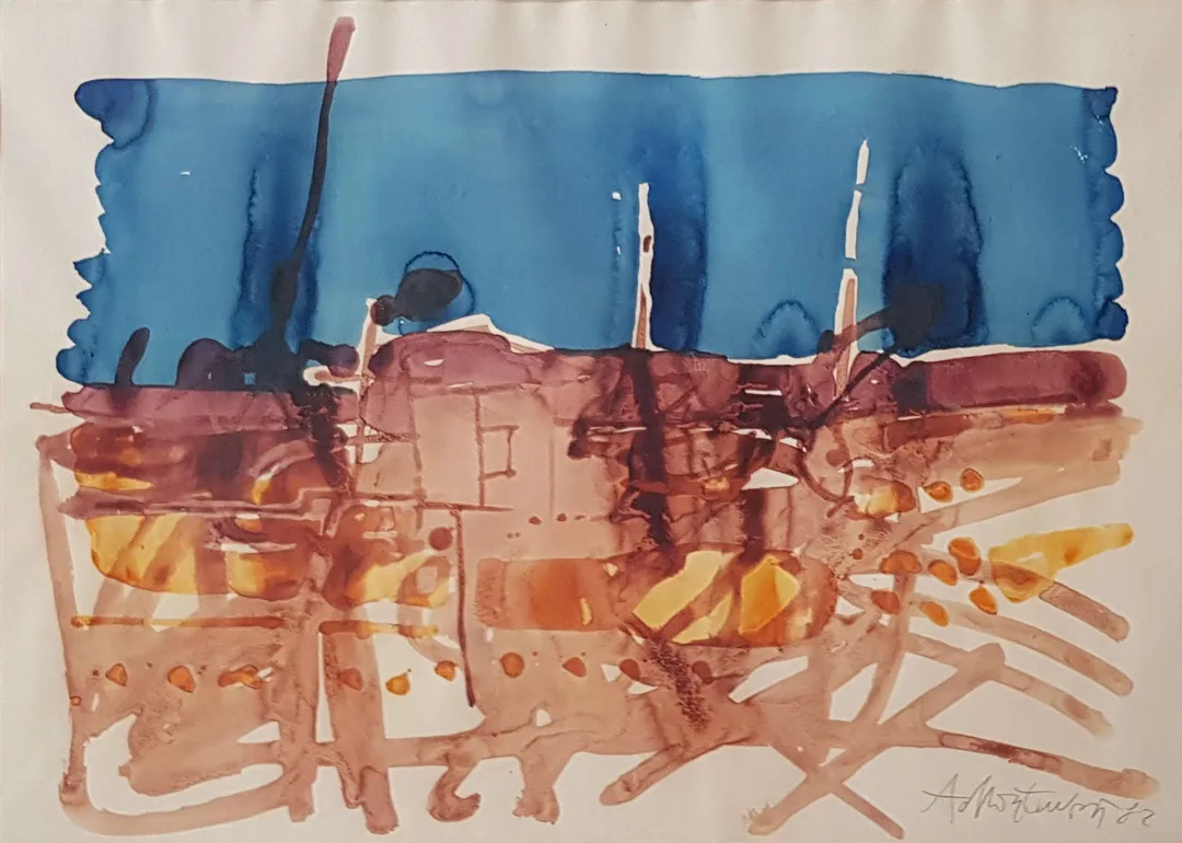 "İsimsiz" eseri ADNAN TURANİ tarafından 1982 yılında 50x70 cm ölçülerinde Kağıt üzeri sulu boya tekniği ile yapılmıştır.