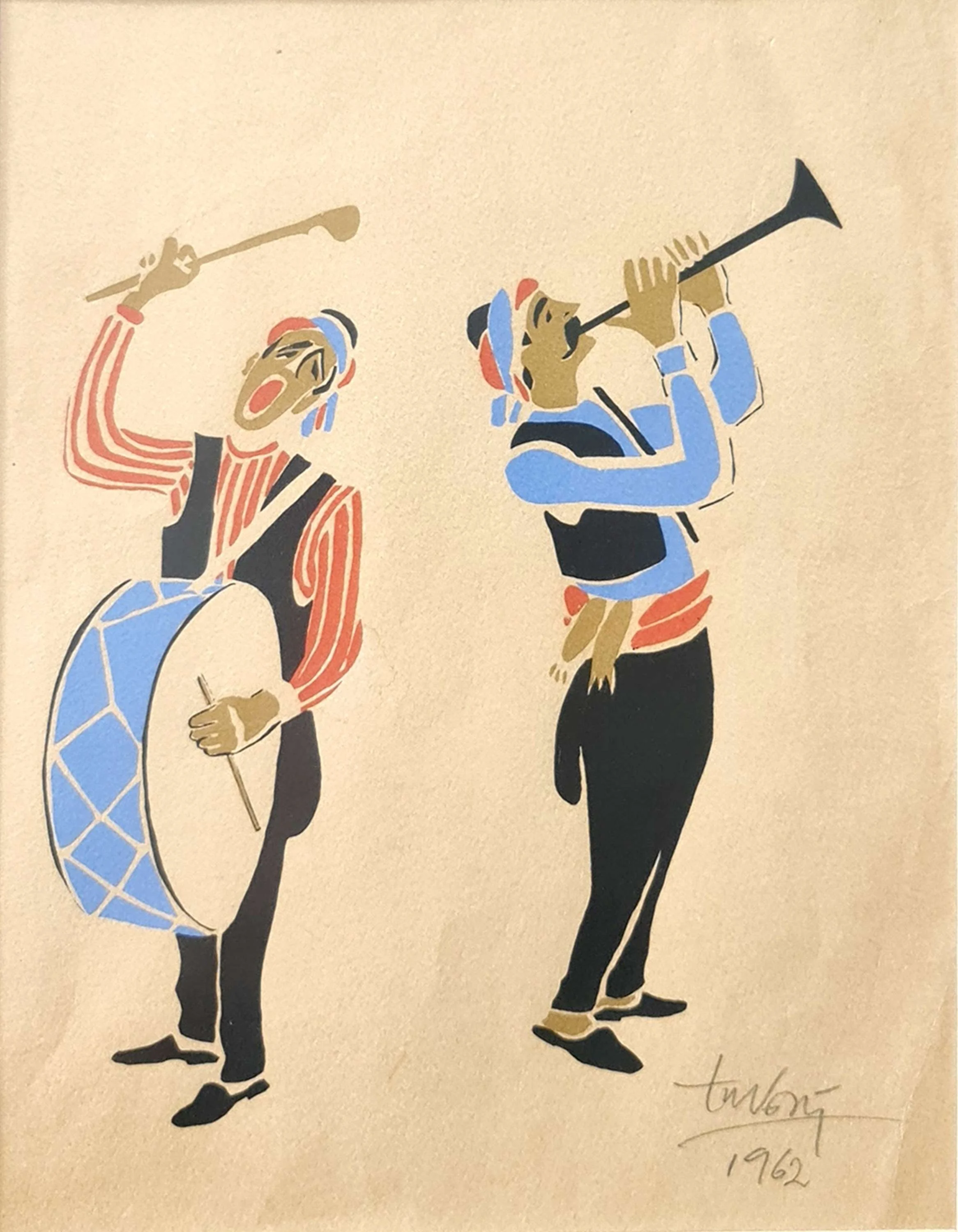"Ramazan Davulcusu" eseri ADNAN TURANİ tarafından 1962 yılında 28x21 cm ölçülerinde Kağıt üzeri guaj boya tekniği ile yapılmıştır.