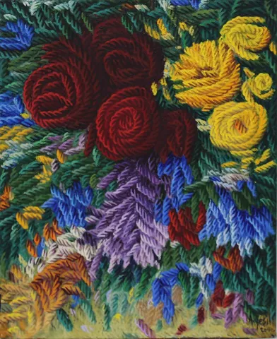 "Çiçekler" eseri AHMET YEŞİL tarafından 55x45 cm ölçülerinde Tuval üzeri yağlı boya tekniği ile yapılmıştır.