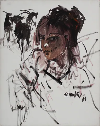 "İsimsiz" eseri AKDOĞAN TOPAÇLIOĞLU tarafından 2009 yılında 50x40 cm ölçülerinde Tuval üzeri yağlı boya tekniği ile yapılmıştır.