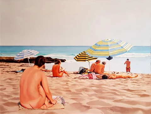 ALİ ÖZHAN GÜNEŞ — “Plajda” "Plajda" eseri ALİ ÖZHAN GÜNEŞ tarafından 114x146 cm ölçülerinde Tuval üzeri yağlı boya tekniği ile yapılmıştır.