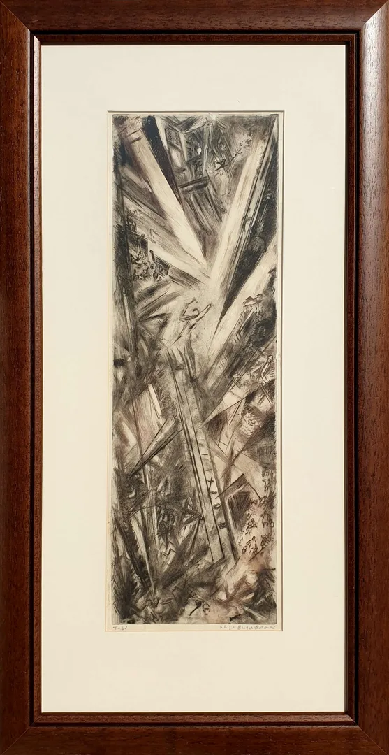 yakınlaştır "İsimsiz" eseri ALİYE BERGER tarafından 50x18 cm ölçülerinde Gravür tekniği ile yapılmıştır.