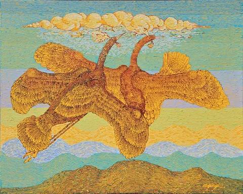ATAÇ ELALMIŞ — “Turnalar”, 2025 "Turnalar" eseri ATAÇ ELALMIŞ tarafından 2025 yılında 80x100 cm ölçülerinde Tuval üzeri yağlı boya tekniği ile yapılmıştır.