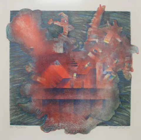 ATİLLA ATAR — “İsimsiz”, 1996 "İsimsiz" eseri ATİLLA ATAR tarafından 1996 yılında 55x56 cm ölçülerinde Litografi tekniği ile yapılmıştır.