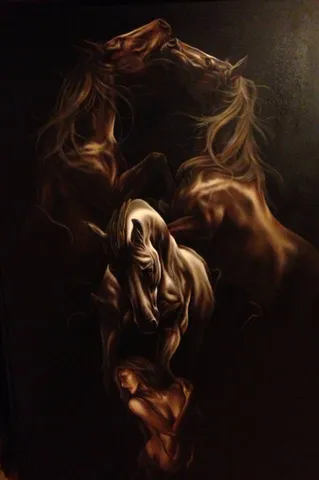 "İsimsiz" eseri BEHZAT FEYZULLAH tarafından 2014 yılında 140x95 cm ölçülerinde Tuval üzeri yağlı boya tekniği ile yapılmıştır.