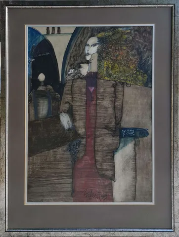 "İsimsiz" eseri BİHRAT MAVİTAN tarafından 1985 yılında 48x34 cm ölçülerinde Kağıt üzeri yağlı boya tekniği ile yapılmıştır.