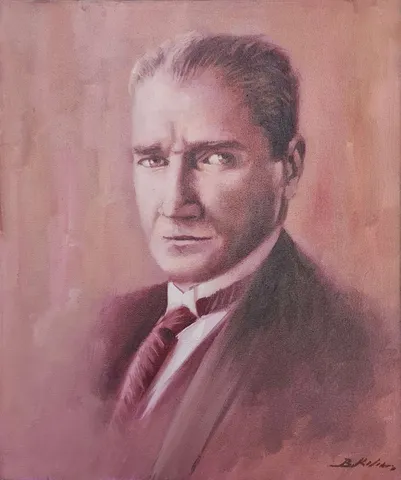 BÜLENT KILIÇ — “Atatürk”, 2023 "Atatürk" eseri BÜLENT KILIÇ tarafından 2023 yılında 60x50 cm ölçülerinde Tuval üzeri yağlı boya tekniği ile yapılmıştır.