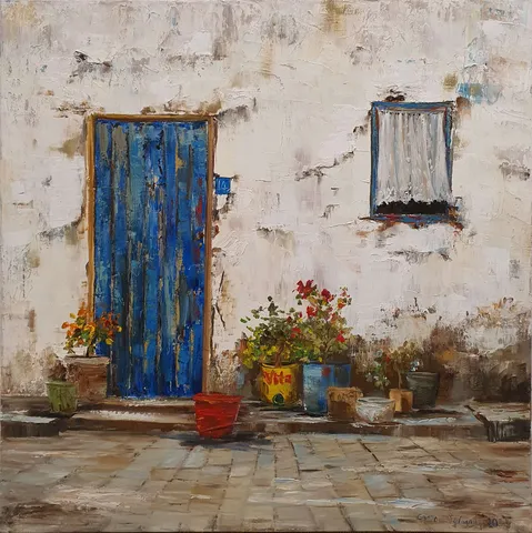 "Bodrum'dan - 1" eseri CANAN AYDOĞMUŞ tarafından 2024 yılında 60x60 cm ölçülerinde Tuval üzeri yağlı boya tekniği ile yapılmıştır.