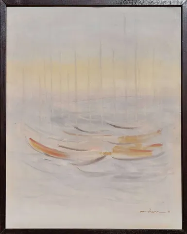 "Kayıklar" eseri CEMİL EREN tarafından 1987 yılında 79x64 cm ölçülerinde Duralit üzeri yağlı boya tekniği ile yapılmıştır.