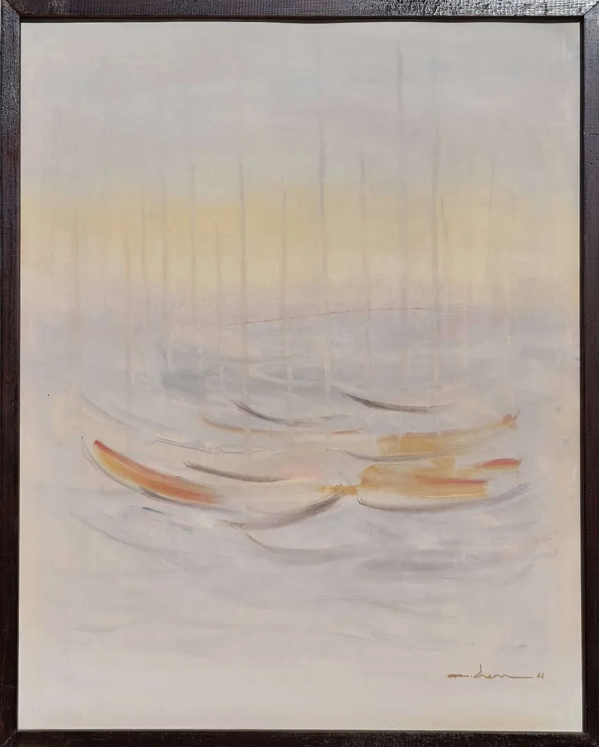 "Kayıklar" eseri CEMİL EREN tarafından 1987 yılında 79x64 cm ölçülerinde Duralit üzeri yağlı boya tekniği ile yapılmıştır.