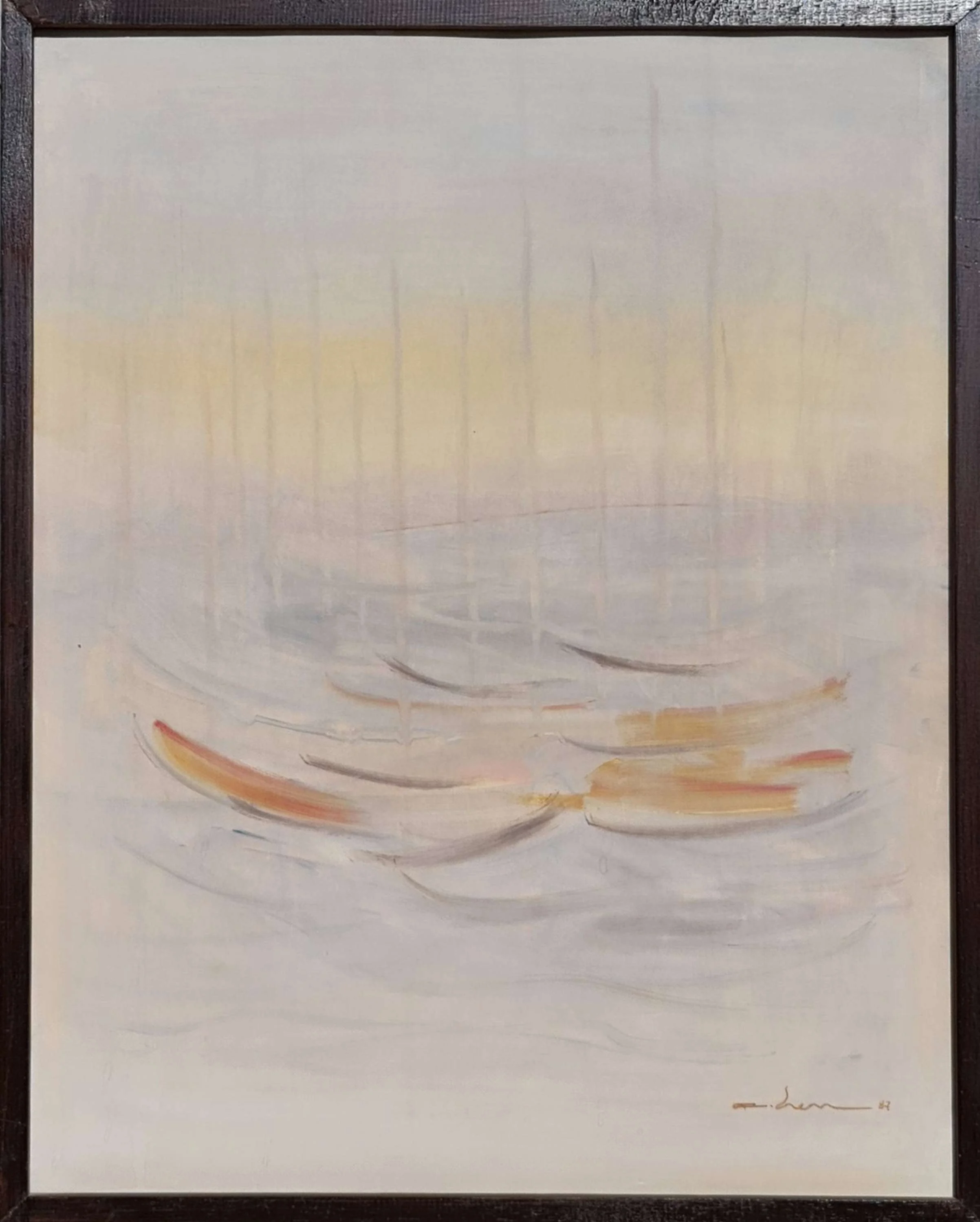 "Kayıklar" eseri CEMİL EREN tarafından 1987 yılında 79x64 cm ölçülerinde Duralit üzeri yağlı boya tekniği ile yapılmıştır.