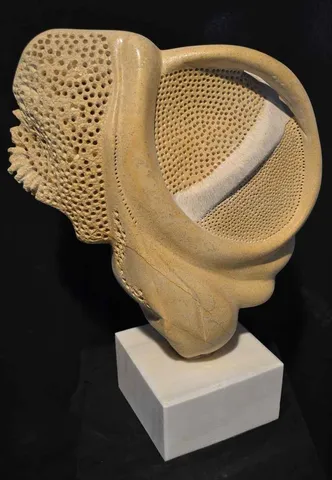 "Arayış" eseri DEMET KAYA tarafından 2012 yılında 44x33x14 cm ölçülerinde Kandıra Taşı tekniği ile yapılmıştır.