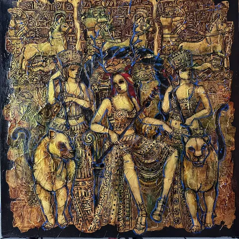 DERYA YILDIZ — “İsimsiz”, 2024 "İsimsiz" eseri DERYA YILDIZ tarafından 2024 yılında 40x40 cm ölçülerinde Tuval üzeri yağlı boya tekniği ile yapılmıştır.