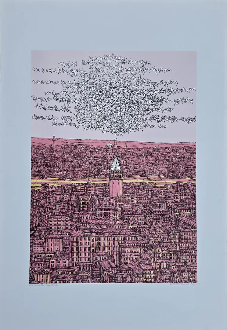 yakınlaştır "İstabul, Mavi Yorum (A)" eseri DEVRİM ERBİL tarafından 2022 yılında 100x70 cm ölçülerinde Serigrafi tekniği ile yapılmıştır.