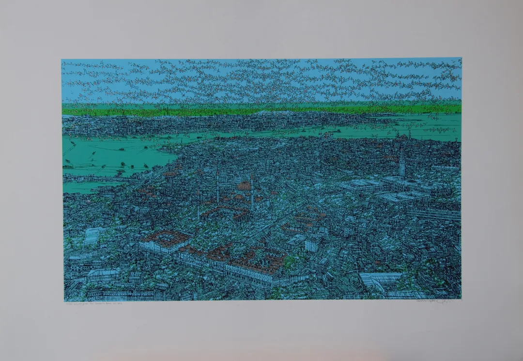 "Süleymaniyeden Eski İstanbul'a Bakış  (C)" eseri DEVRİM ERBİL tarafından 2023 yılında 70x100 cm ölçülerinde Serigrafi özgün baskı tekniği ile yapılmıştır.