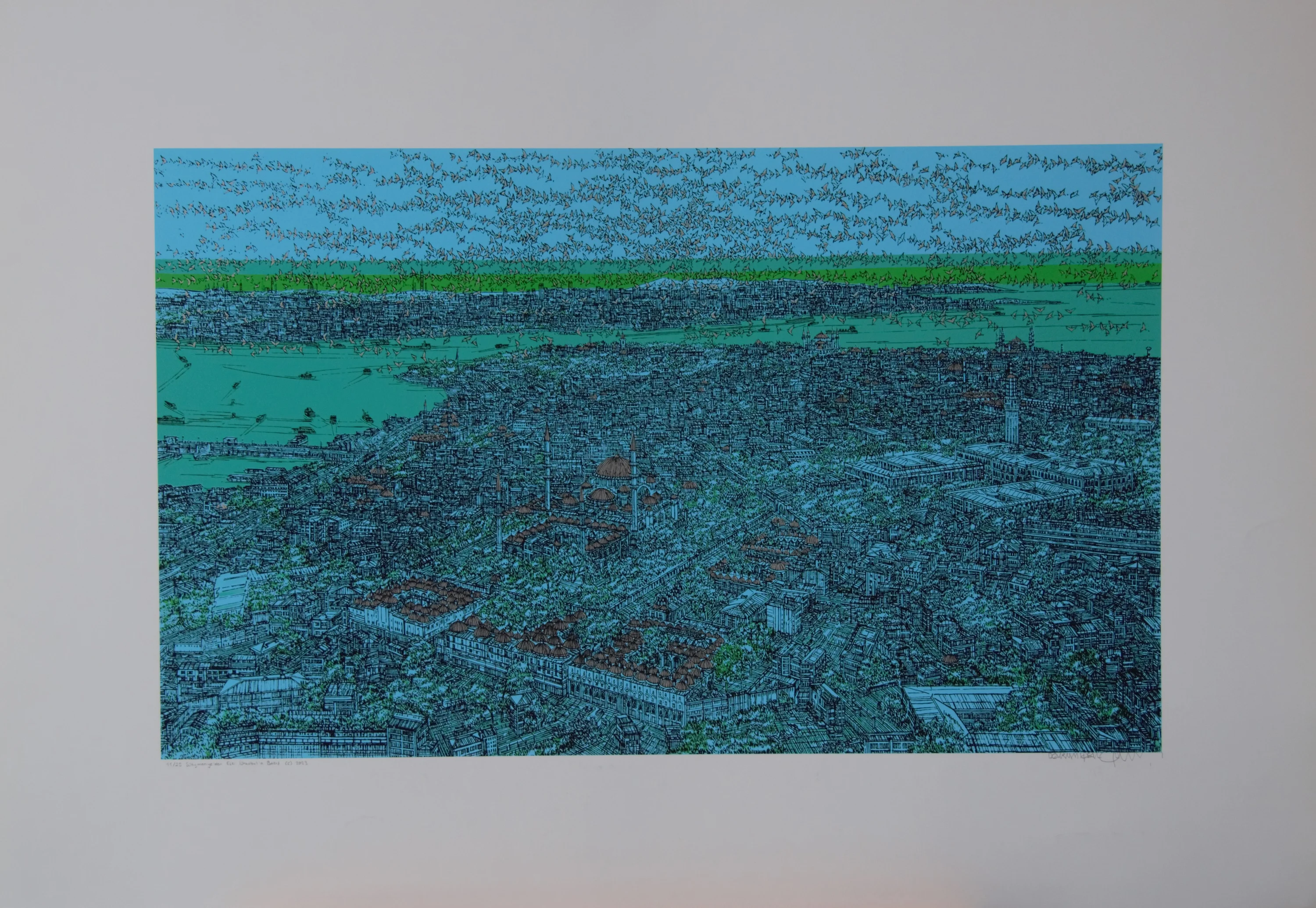 "Süleymaniyeden Eski İstanbul'a Bakış (C)" eseri DEVRİM ERBİL tarafından 2023 yılında 70x100 cm ölçülerinde Serigrafi özgün baskı tekniği ile yapılmıştır.