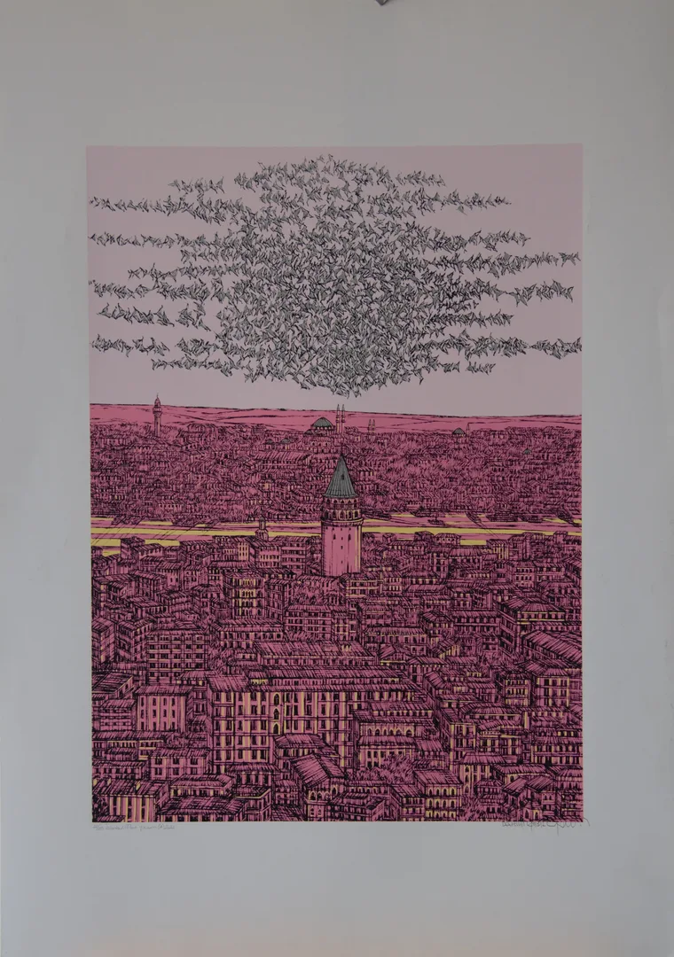 yakınlaştır "İstanbul, Mavi Yorum" eseri DEVRİM ERBİL tarafından 2022 yılında 100x70 cm ölçülerinde Serigrafi özgün baskı tekniği ile yapılmıştır.