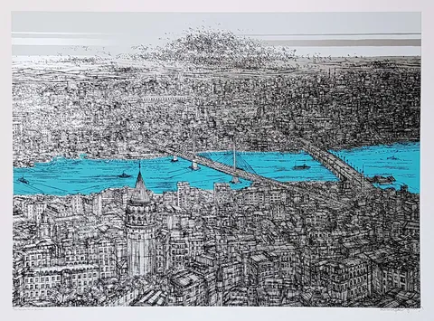 "Galata Haliç (A)" eseri DEVRİM ERBİL tarafından 2020 yılında 70x100 cm ölçülerinde Baskı tekniği ile yapılmıştır.