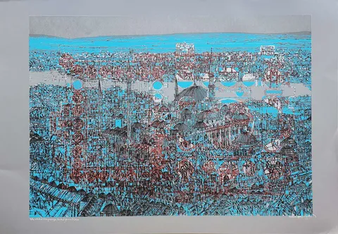 "Süleymaniye Kentsel Yorum" eseri DEVRİM ERBİL tarafından 2020 yılında 70x100 cm ölçülerinde Serigrafi tekniği ile yapılmıştır.