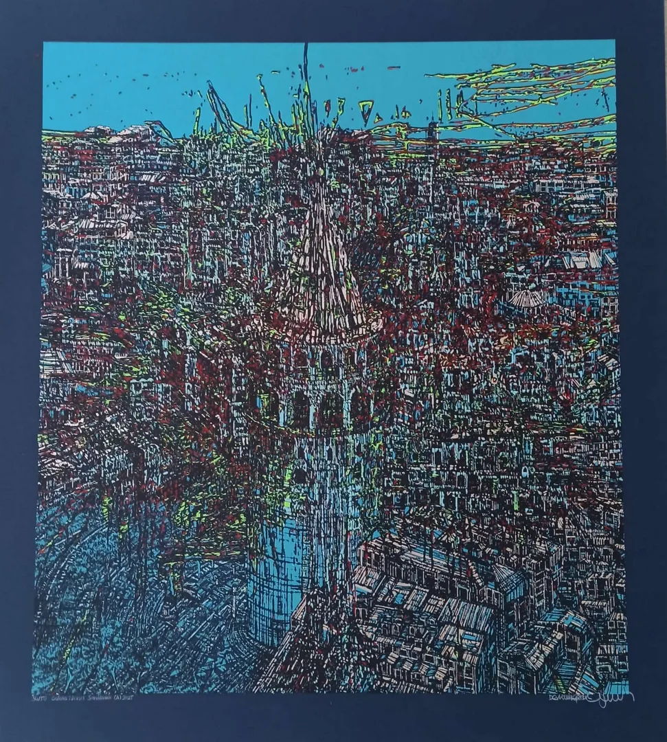 yakınlaştır "Galata Şiirsel Soyutlama" eseri DEVRİM ERBİL tarafından 77x70 cm ölçülerinde Serigrafi tekniği ile yapılmıştır.