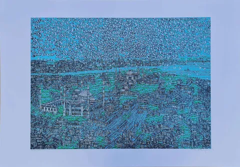 "İstanbul^da Kuşlar" eseri DEVRİM ERBİL tarafından 2022 yılında 70x100 cm ölçülerinde Serigrafi tekniği ile yapılmıştır.