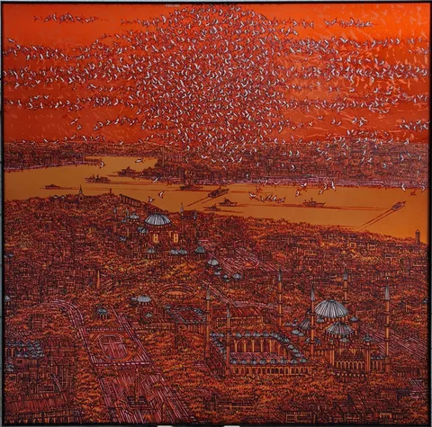 "İsimsiz" eseri DEVRİM ERBİL tarafından 2022 yılında 120x120 cm ölçülerinde Alüminyum üzerine Giclee baskı 1/1 Monoprint tekniği ile yapılmıştır.