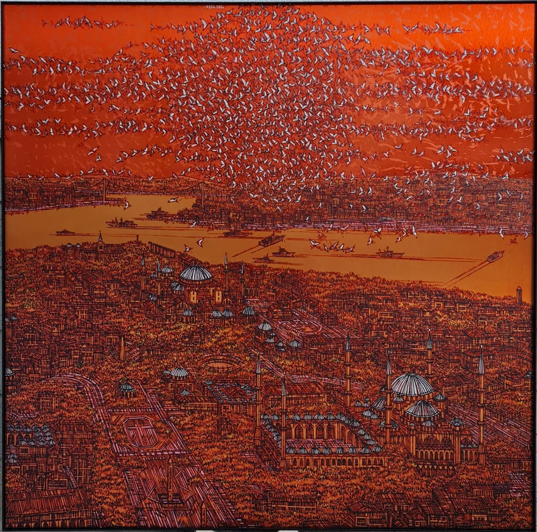 "İsimsiz" eseri DEVRİM ERBİL tarafından 2022 yılında 120x120 cm ölçülerinde Alüminyum üzerine Giclee baskı 1/1 Monoprint tekniği ile yapılmıştır.