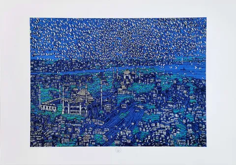 DEVRİM ERBİL — “İstanbul Mavi Şehir (E)”, 2023 "İstanbul Mavi Şehir (E)" eseri DEVRİM ERBİL tarafından 2023 yılında 70x100 cm ölçülerinde Serigrafi tekniği ile yapılmıştır.