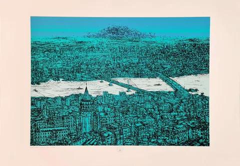 DEVRİM ERBİL — “İstanbul Galata ve Haliç (C)”, 2023 "İstanbul Galata ve Haliç (C)" eseri DEVRİM ERBİL tarafından 2023 yılında 70x100 cm ölçülerinde Serigrafi tekniği ile yapılmıştır.