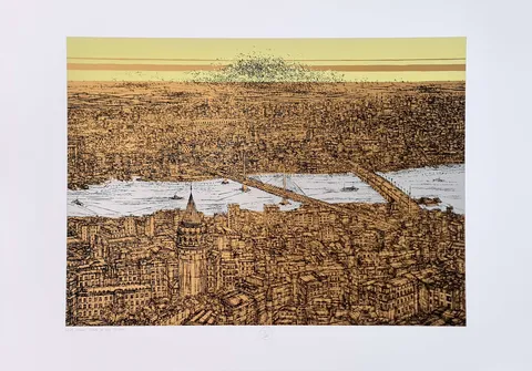 DEVRİM ERBİL — “İstanbul Galata ve Haliç (F)”, 2024 "İstanbul Galata ve Haliç (F)" eseri DEVRİM ERBİL tarafından 2024 yılında 70x100 cm ölçülerinde Serigrafi tekniği ile yapılmıştır.