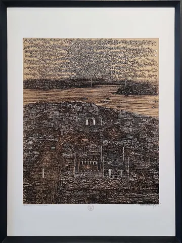 "İstanbul, Kırmızı ve kuşlar (B)" eseri DEVRİM ERBİL tarafından 2023 yılında 100x70 cm ölçülerinde Serigrafi tekniği ile yapılmıştır.