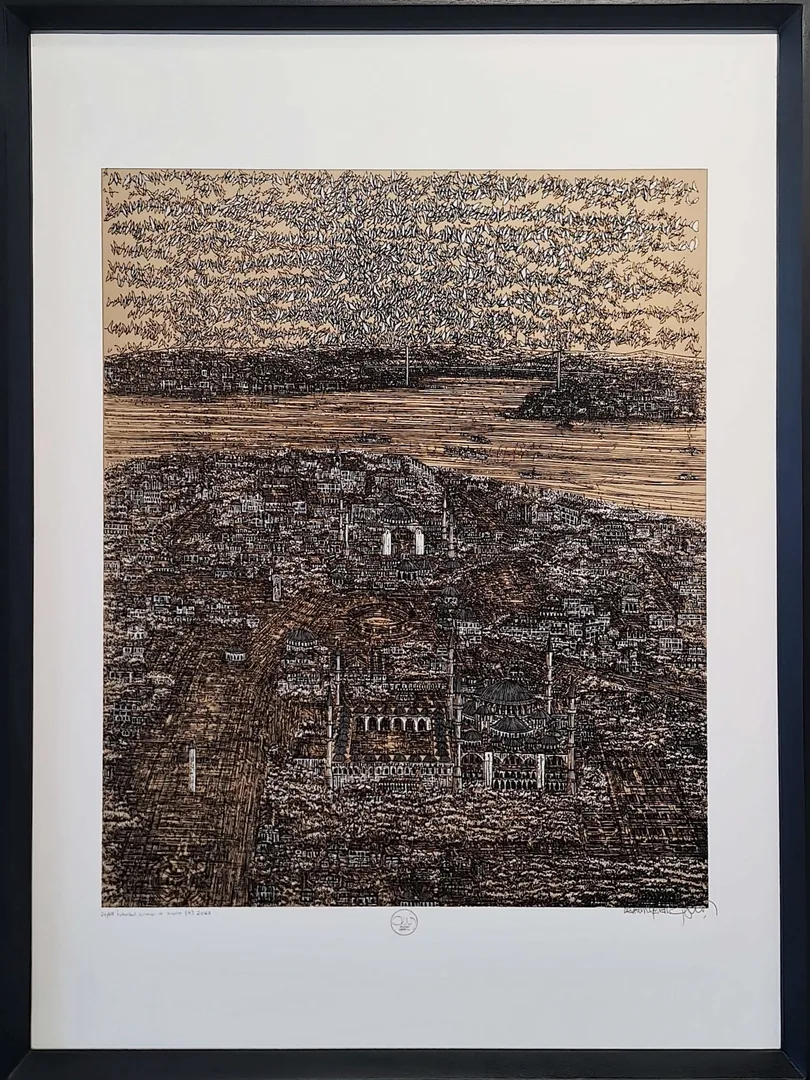 yakınlaştır "İstanbul, Kırmızı ve kuşlar (B)" eseri DEVRİM ERBİL tarafından 2023 yılında 100x70 cm ölçülerinde Serigrafi tekniği ile yapılmıştır.