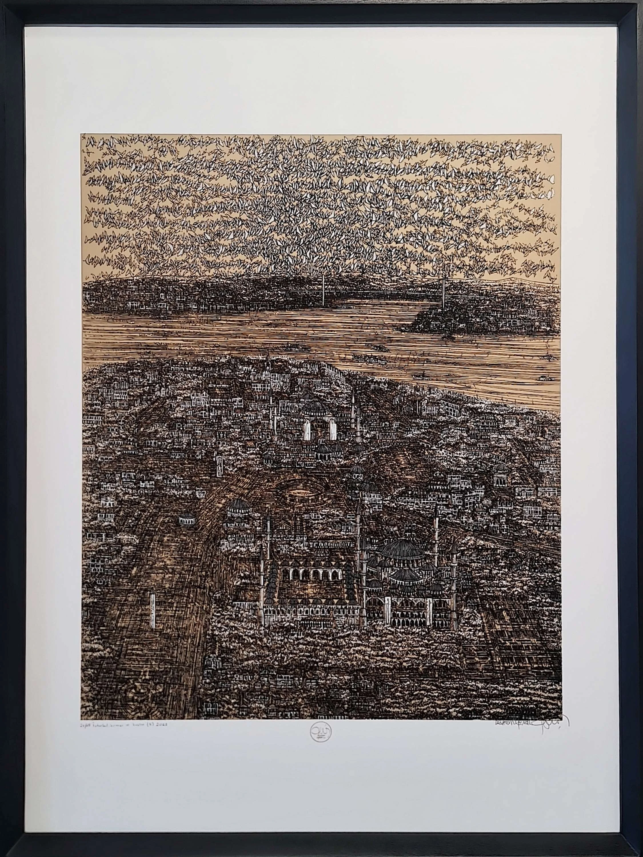 "İstanbul, Kırmızı ve kuşlar (B)" eseri DEVRİM ERBİL tarafından 2023 yılında 100x70 cm ölçülerinde Serigrafi tekniği ile yapılmıştır.
