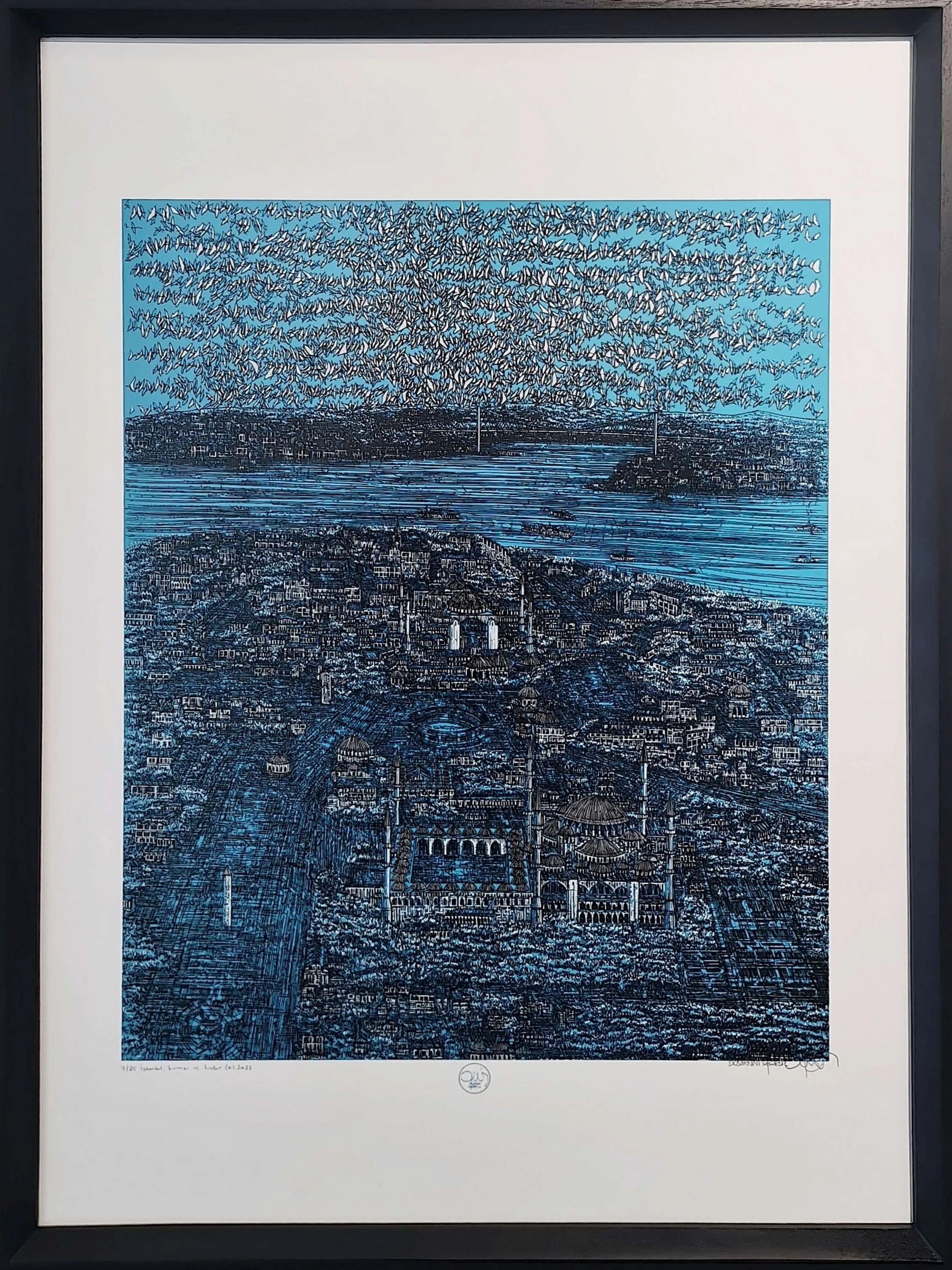 "İstanbul, Kırmızı ve kuşlar (A)" eseri DEVRİM ERBİL tarafından 2023 yılında 100x70 cm ölçülerinde Serigrafi tekniği ile yapılmıştır.