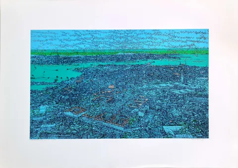 "Süleymaniye'den Eski İstanbul'a Bakış(C)" eseri DEVRİM ERBİL tarafından 2023 yılında 70x100 cm ölçülerinde Serigrafi tekniği ile yapılmıştır.