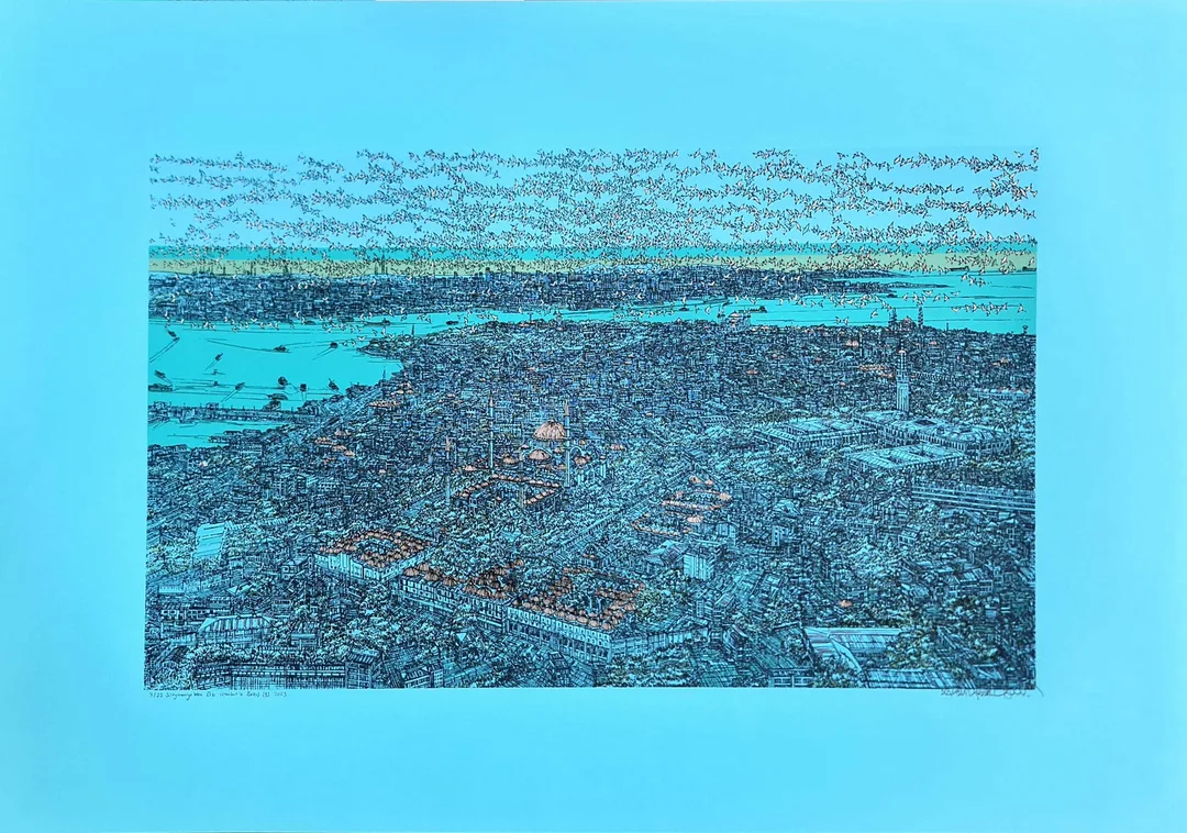 "Süleymaniye'den Eski İstanbul'a Bakış(B)" eseri DEVRİM ERBİL tarafından 2023 yılında 70x100 cm ölçülerinde Serigrafi tekniği ile yapılmıştır.