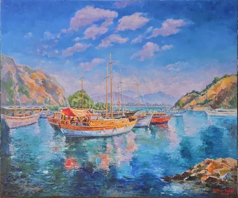 "Antalya Yat Limanı" eseri DİLBAR SAYİDVALİYEVA tarafından 2021 yılında 100x120 cm ölçülerinde Tuval üzeri yağlı boya tekniği ile yapılmıştır.