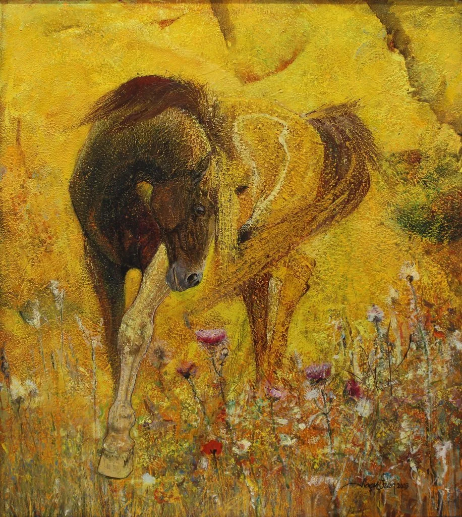 "İsimsiz" eseri DİNÇER ÖZEN tarafından 2003 yılında 88x80 cm ölçülerinde Tuval üzeri yağlı boya tekniği ile yapılmıştır.