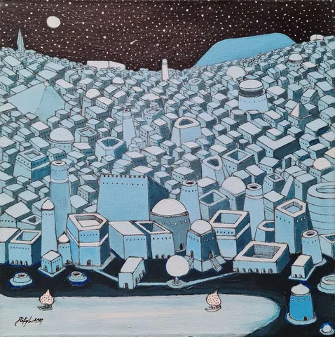"İsimsiz" eseri EFE KASAPLAR tarafından 2020 yılında 30x30 cm ölçülerinde Tuval üzeri yağlı boya tekniği ile yapılmıştır.