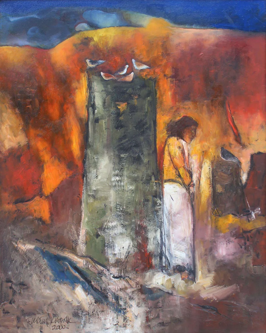 "İsimsiz" eseri EKREM KADAK tarafından 2000 yılında 55x44 cm ölçülerinde Tuval üzeri yağlı boya tekniği ile yapılmıştır.