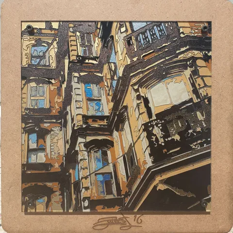 "Istanbul" eseri EMRE LÜLE tarafından 2016 yılında 25x25 cm ölçülerinde Poliplastik tekniği ile yapılmıştır.